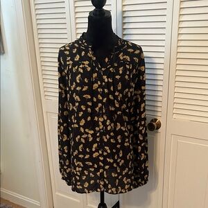 Floral Black and Yellow Women's Top